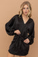 Satin Wrap Mini Dress in Black