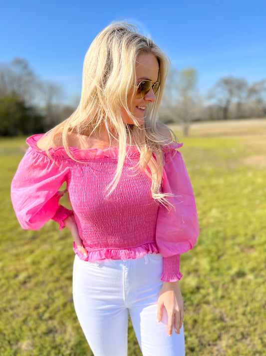 Pink Off Shoulder Top