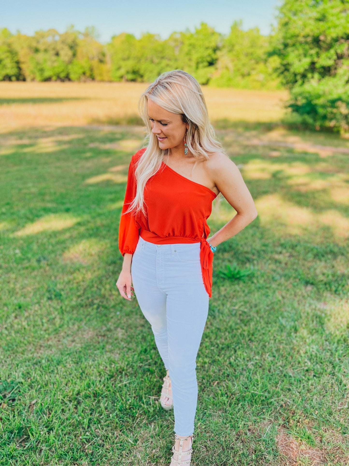 Orange One Shoulder Top