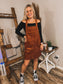 Corduroy Overall Dress in Rust